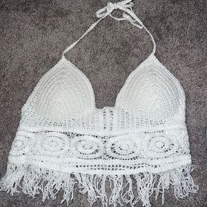 White knitted strap top. From Miami Florida popup shop.